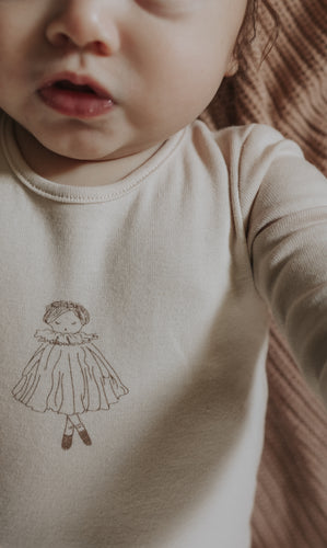 Mema Knits Doll Footie + Beanie - Pink Tint/Cream