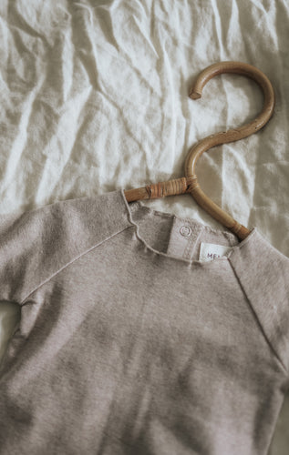 Mema Knits Heathered Roll Neck Footie + Bonnet - Old Rose