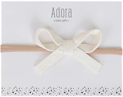 Adora Ribbon Bow Mini Headband - Ivory