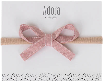 Adora Ribbon Bow Mini Headband - Rose