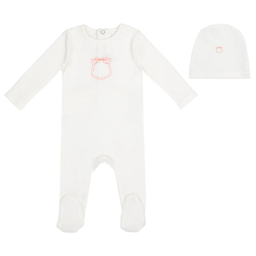 Mini Label Girls Pocket Footie & Hat - White