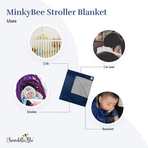 Swaddle Bee Minky Bee Stroller Blanket - Royal Blue