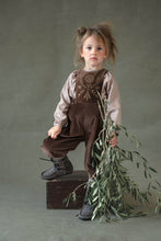 Load image into Gallery viewer, Popelin Brown Velvet Dungaree With Embroidered Bib (100.2)