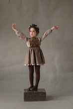 Load image into Gallery viewer, Popelin Brown Short Dress With Embroidered Bib (101.2)