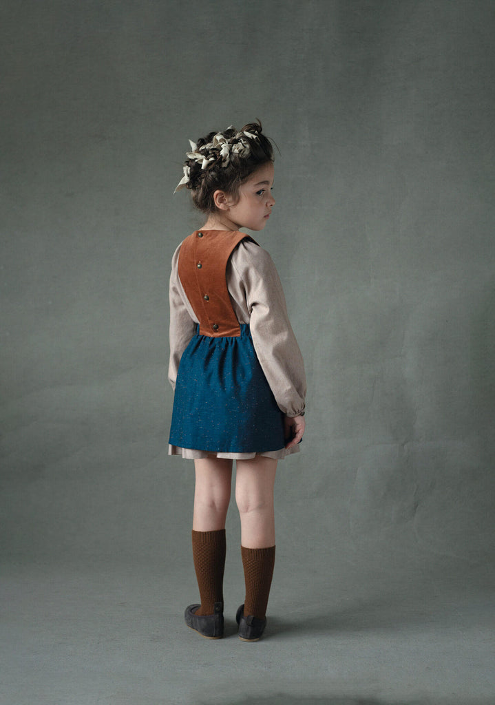 Popelin Terracotta Short Dress With Embroidered Bib (101.3)