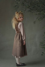 Load image into Gallery viewer, Popelin Brown Midi Dress With Embroidered Bib (102.2)