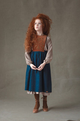 Popelin Terracotta Midi Dress With Embroidered Bib (102.3)