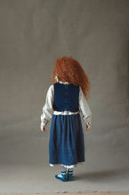Load image into Gallery viewer, Popelin Navy Blue Velvet Vest And Midi Skirt With Tucks And Embroidered Yoke (104.3 / 106.3)