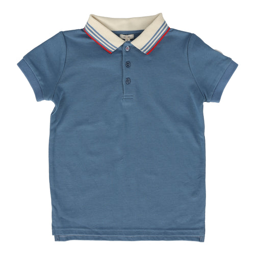 Lil Legs Boys Multi Stripe Collar Polo - Denim
