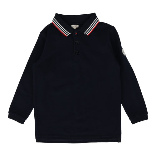 Lil Legs Boys Multi Stripe Collar Polo Long Sleeve - Navy