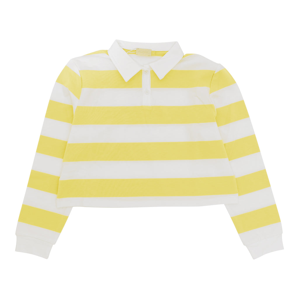 Numu Striped Cropped Collar Tee -  Yellow