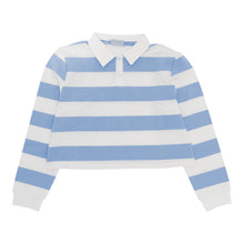 Load image into Gallery viewer, Numu Striped Cropped Collar Tee - Ice Blue