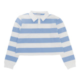 Numu Striped Cropped Collar Tee - Ice Blue