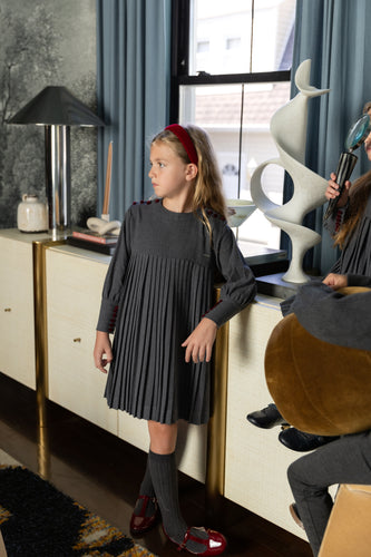 Nou Nelle Pleated Button Dress - Dark Grey