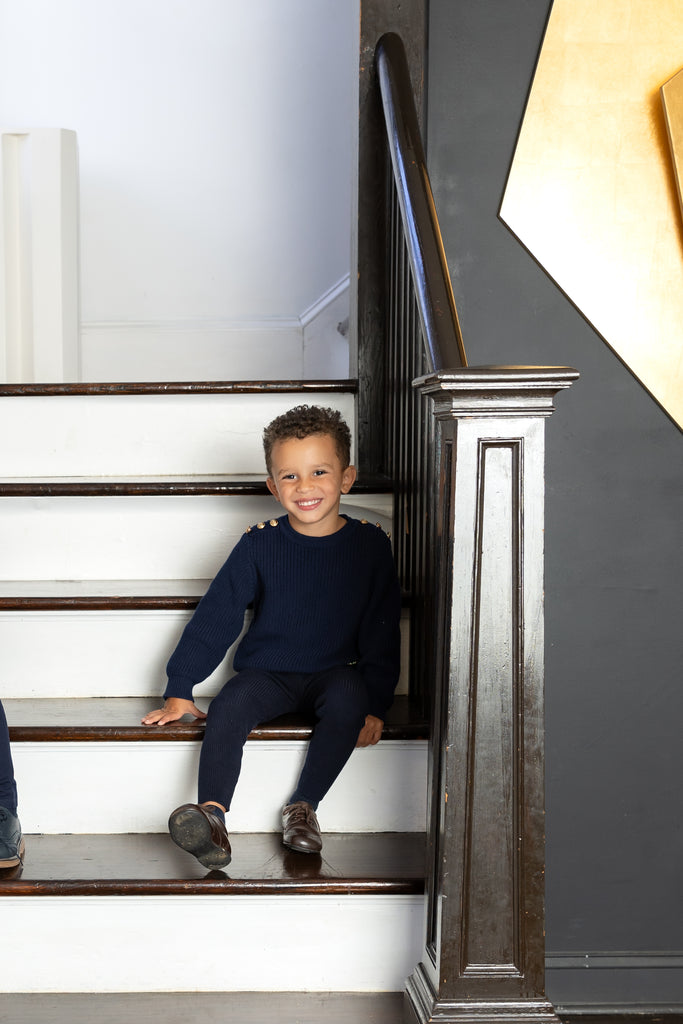 Nou Nelle Boys Chunky Sweater - Navy