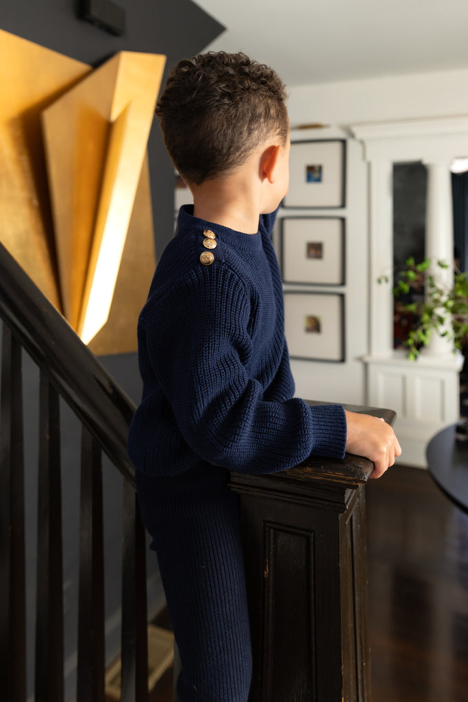Nou Nelle Boys Chunky Sweater - Navy