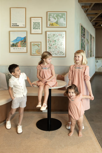 Nou Nelle Scallop Embroidered Dress - Pink