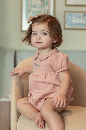 Nou Nelle Scalloped Embroidered Romper - Pink
