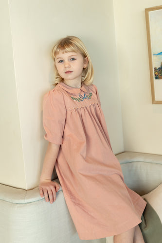 Nou Nelle Scallop Embroidered Dress - Pink