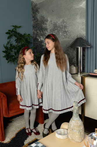 Nou Nelle Pleated Button Dress - Light Grey