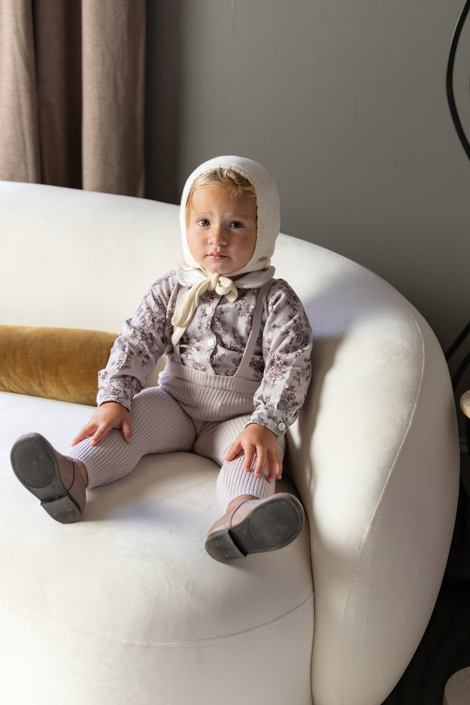 Nou Nelle Corduroy Floral Shirt and Suspender Pants