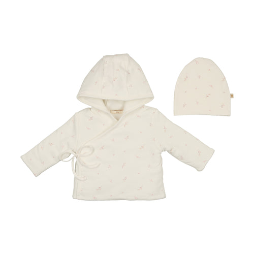Mon Tresor Nature's Print Jacket & Hat - Ivory & Pink