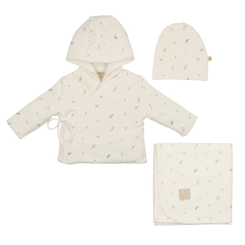 Mon Tresor Nature's Print Jacket 3PC Set - Ivory & Taupe