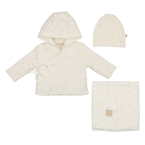Mon Tresor Nature's Print Jacket 3PC Set - Ivory & Pink