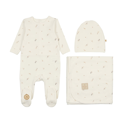 Mon Tresor Nature's Print Layette Set - Ivory & Taupe