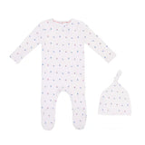 Mini Label Boys Nautical Print Footie And Hat - White