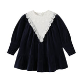 NouNelle Navy Corduroy Lace Dress