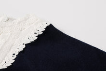 Load image into Gallery viewer, NouNelle Navy Corduroy Lace Dress