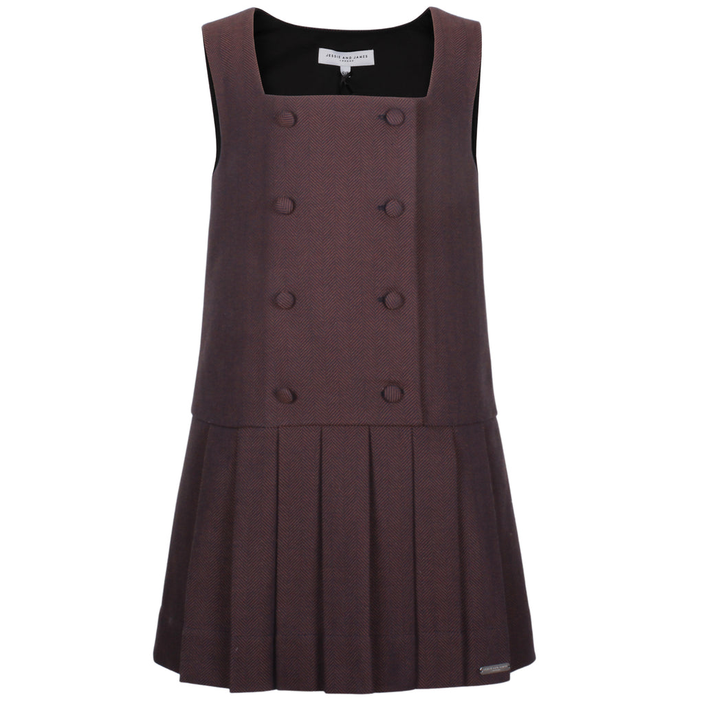 Jessie & James Nelly Pinafore - Brown Herringbone