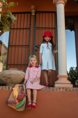 Jouet Zip Front Dress with Pocket Patches - Pink/Red