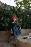 Jouet Navy Dress with Scalloped Collar And Cuffs - Sunflower