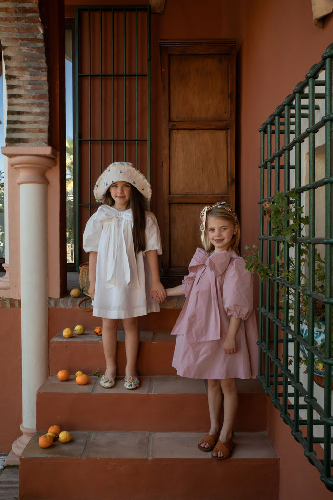 Jouet Short Sleeve Dress with Oversized Bow - Pink