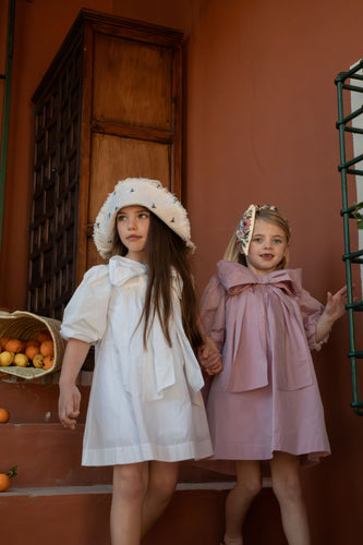 Jouet Short Sleeve Dress with Oversized Bow - Pink