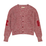 Retro Kid Nora Knit Cardigan - Raspberry/Cream