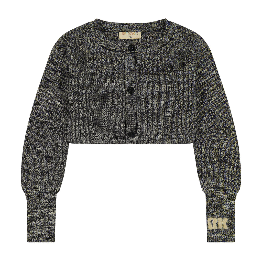 Retro Kid Nora Knit Crop Cardigan - Black/Cream