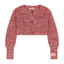 Load image into Gallery viewer, Retro Kid Nora Knit Crop Cardigan - Raspberry/Cream