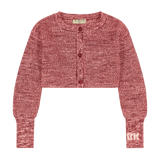 Retro Kid Nora Knit Crop Cardigan - Raspberry/Cream