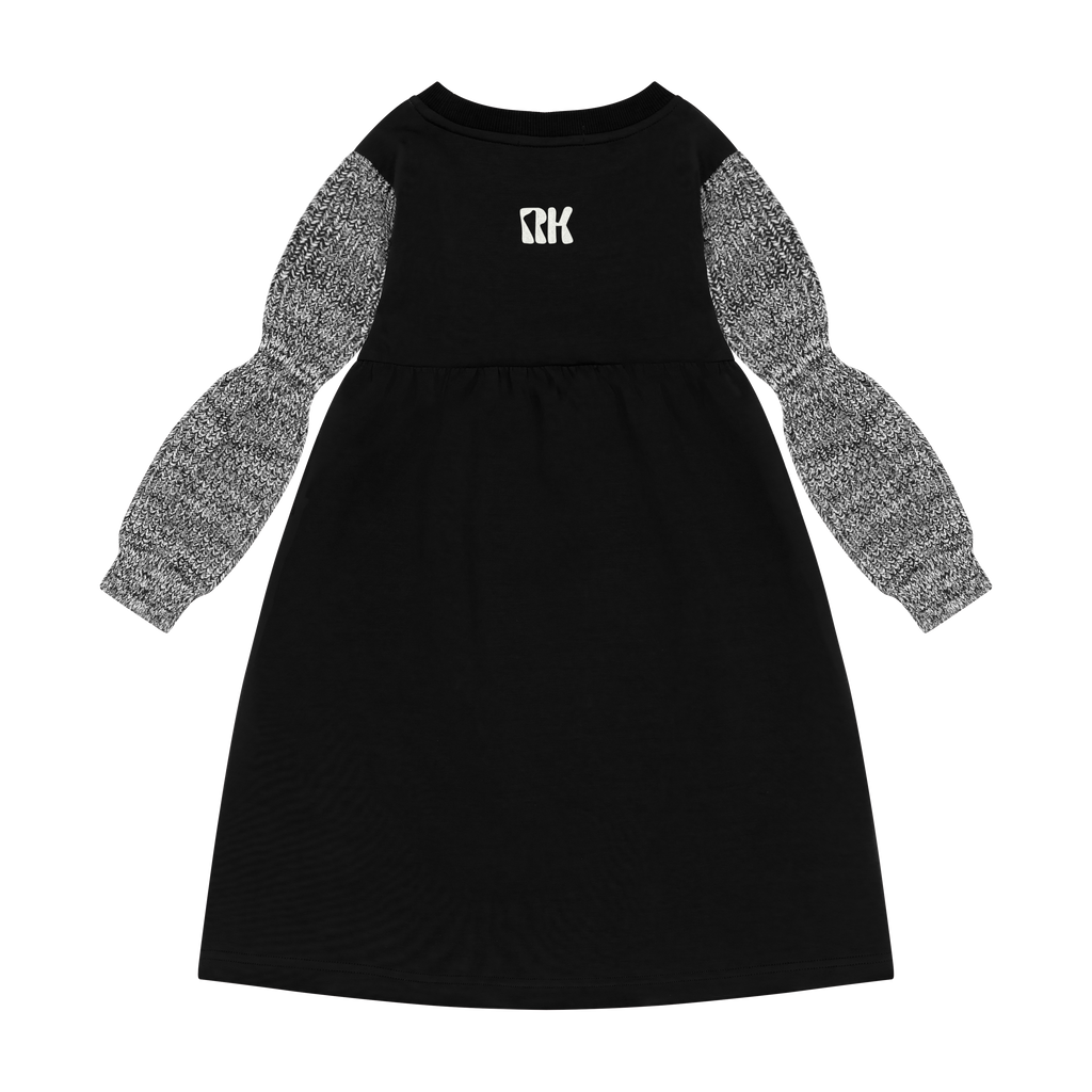 Retro Kid Scuba Knit Twirl Dress - Black/Cream