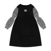 Load image into Gallery viewer, Retro Kid Scuba Knit Twirl Dress - Black/Cream