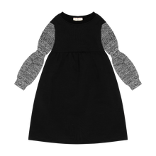 Load image into Gallery viewer, Retro Kid Scuba Knit Twirl Dress - Black/Cream