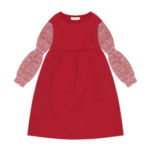 Load image into Gallery viewer, Retro Kid Scuba Knit Twirl Dress - Raspberry/Cream