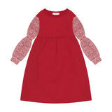 Retro Kid Scuba Knit Twirl Dress - Raspberry/Cream