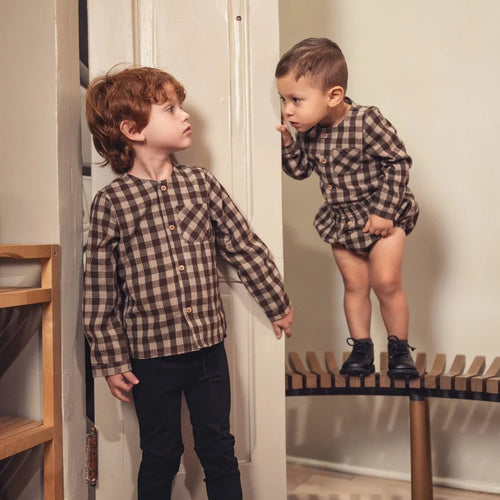 Numu Boys Checkered Shirt - Earth