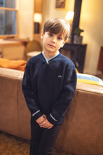 Load image into Gallery viewer, Numu Boys Stripe V-Neck Sweater - Navy