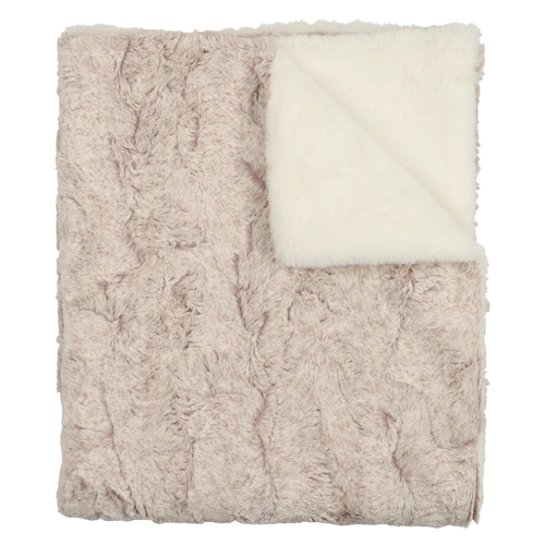 Peluche Lux Fur Blankets - Oatmeal Heather and Natural Super Fluff