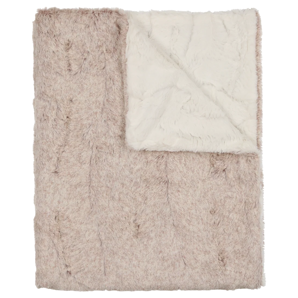 Peluche Lux Fur Blankets - Oatmeal and Natural Heather